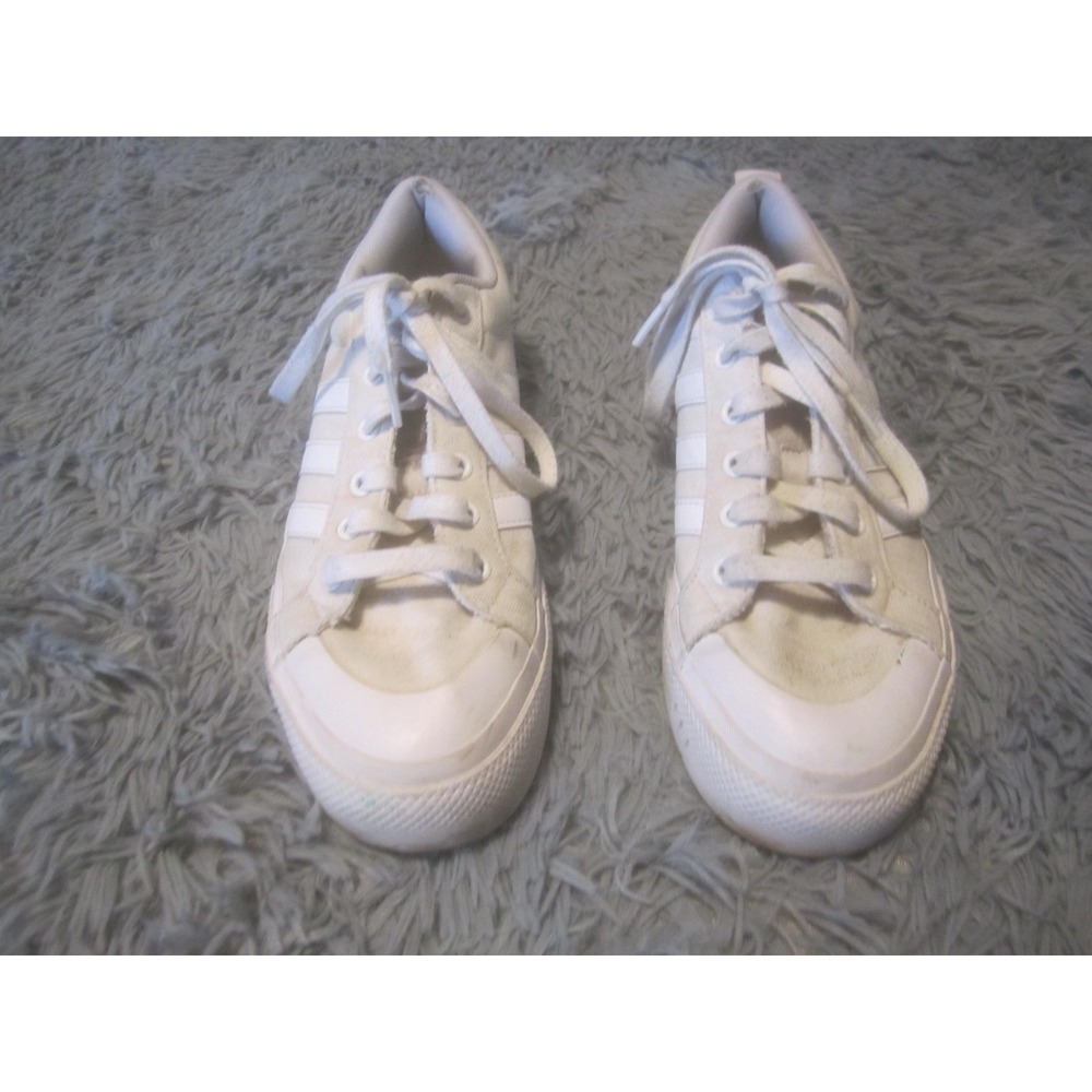 Adidas Shoes Womens Size 9 White Canvas Low Top Casual Sneakers Lace Up